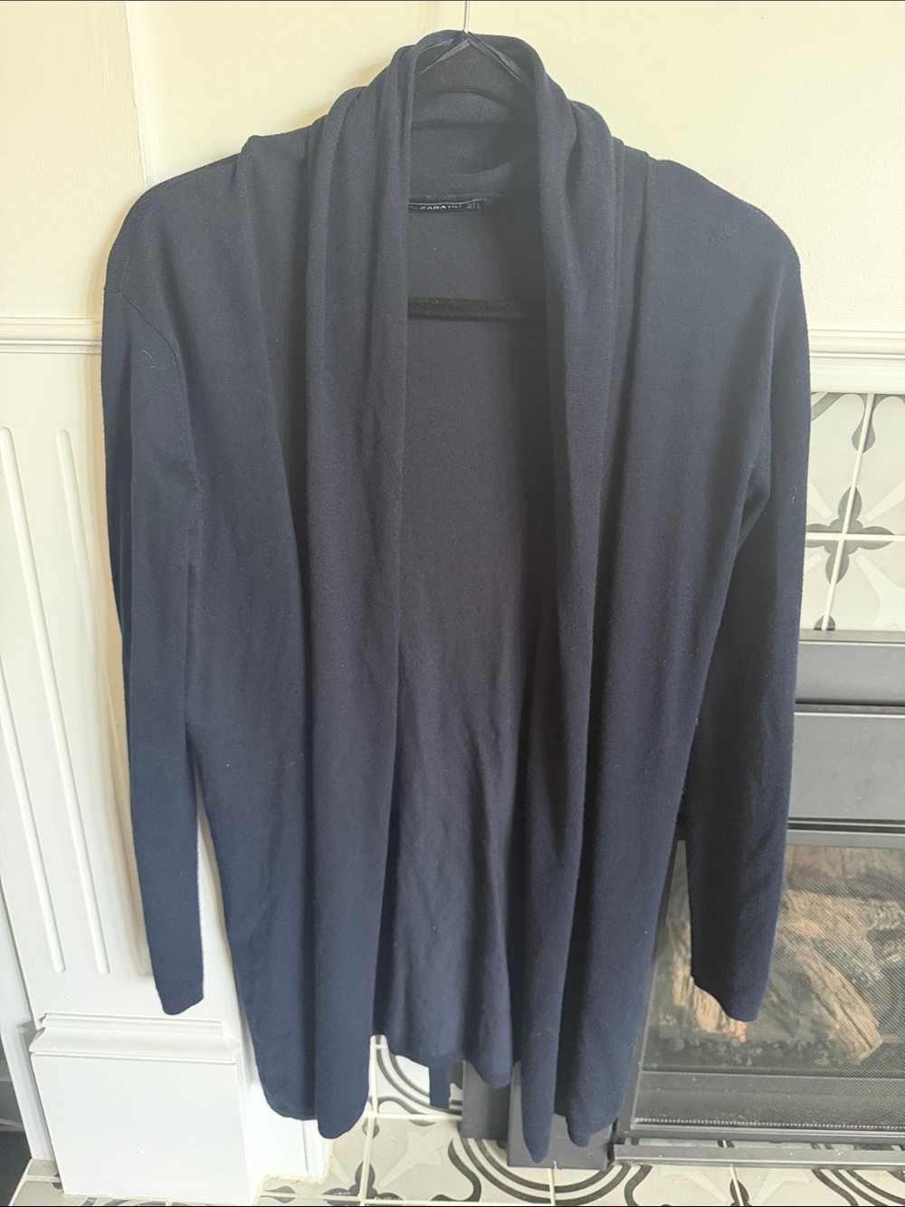 Zara Knit Navy Open-Front Cardigan
